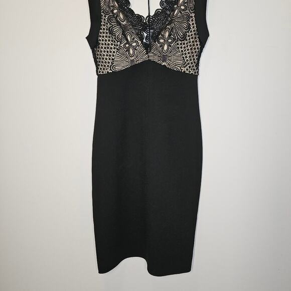 LOVER The Label Formal Date Night Pencil V-neck Midi Black Lace Dress Size 4 - Picture 4 of 14